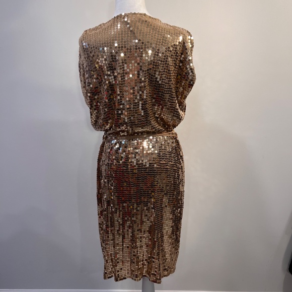 Michael Kors Gold Sequin Wrap Dress Size X Large - Picture 12 of 13